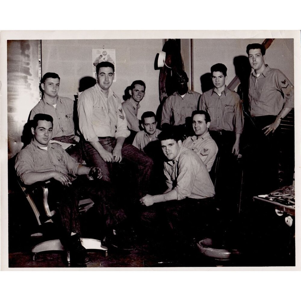 Vintage Black & White Military Group Photo 1970s Men In Uniforms Historical